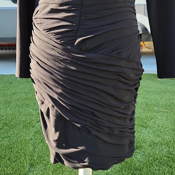 Zara Basic Black Long Sleeve Dress - Size Large - Picture 6 of 9